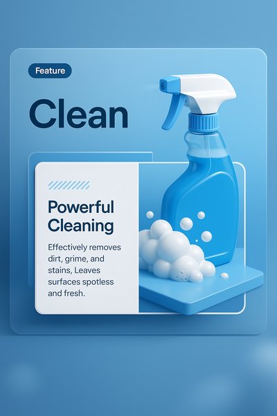 3D Web Page Design Featuring Cleaning Spray