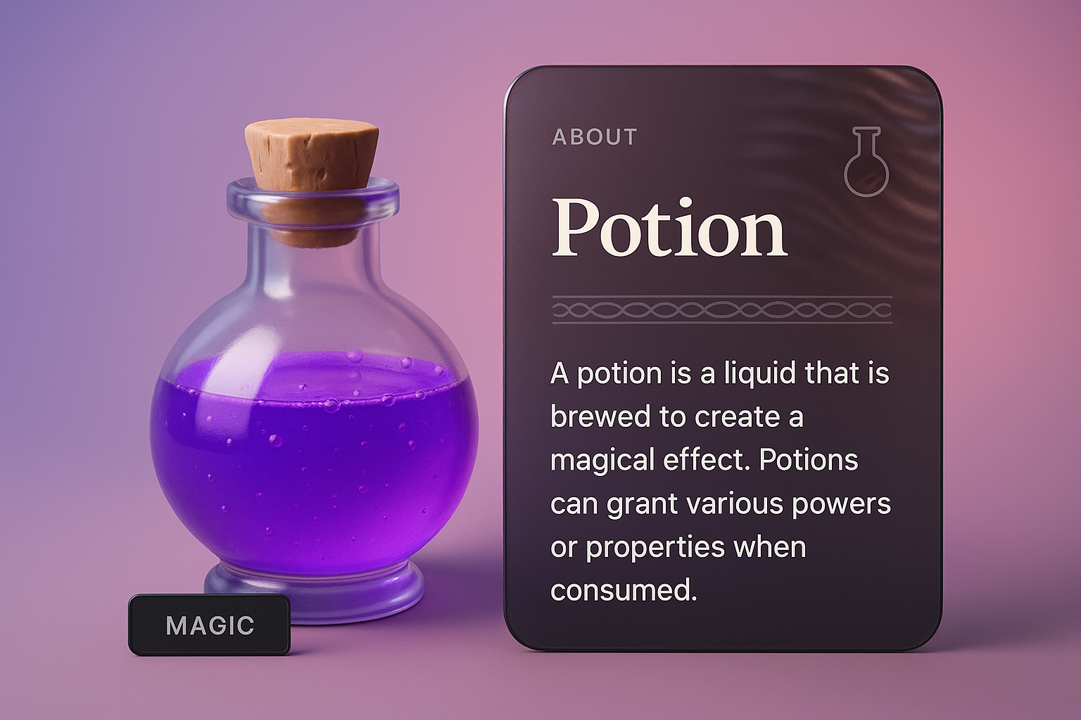 Translucent Glass Effect in 3D Potion Illustration