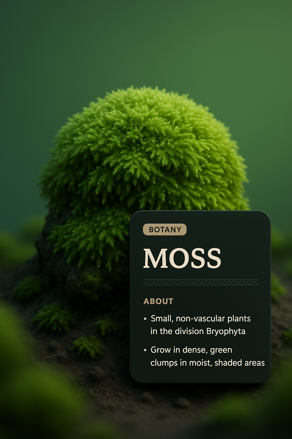 Detailed 3D Illustration of Moss with Informative Overlay