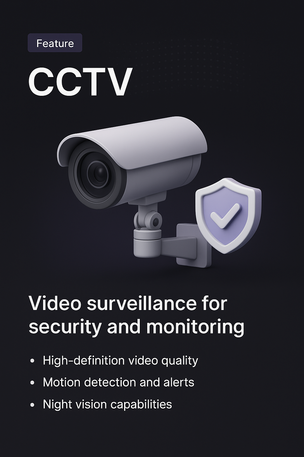 3D Illustration of CCTV Security Features for Landing Page