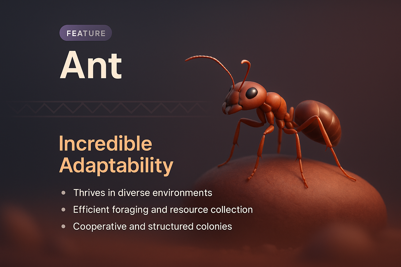 3D Illustration of an Ant Highlighting Adaptability Features