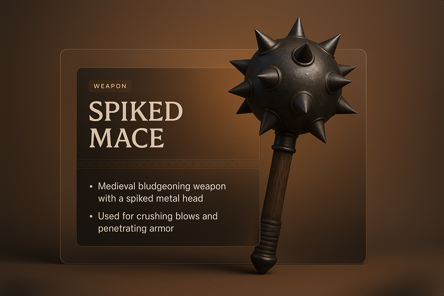 3D Spiked Mace with Informative Overlay