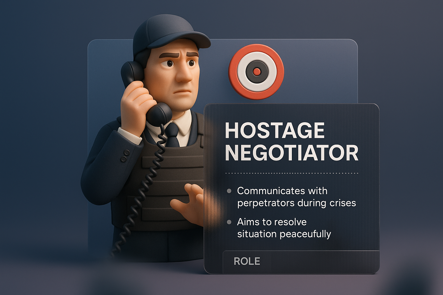 3D Illustration of a Hostage Negotiator in Action