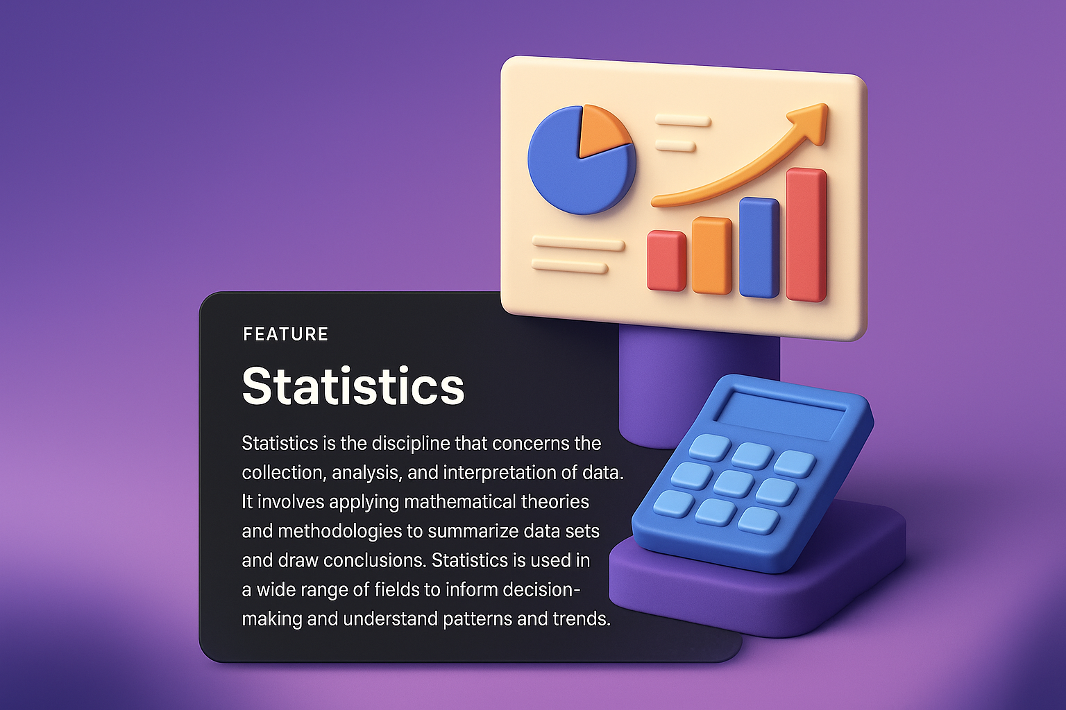 3D Illustration of Statistics with Visual Features