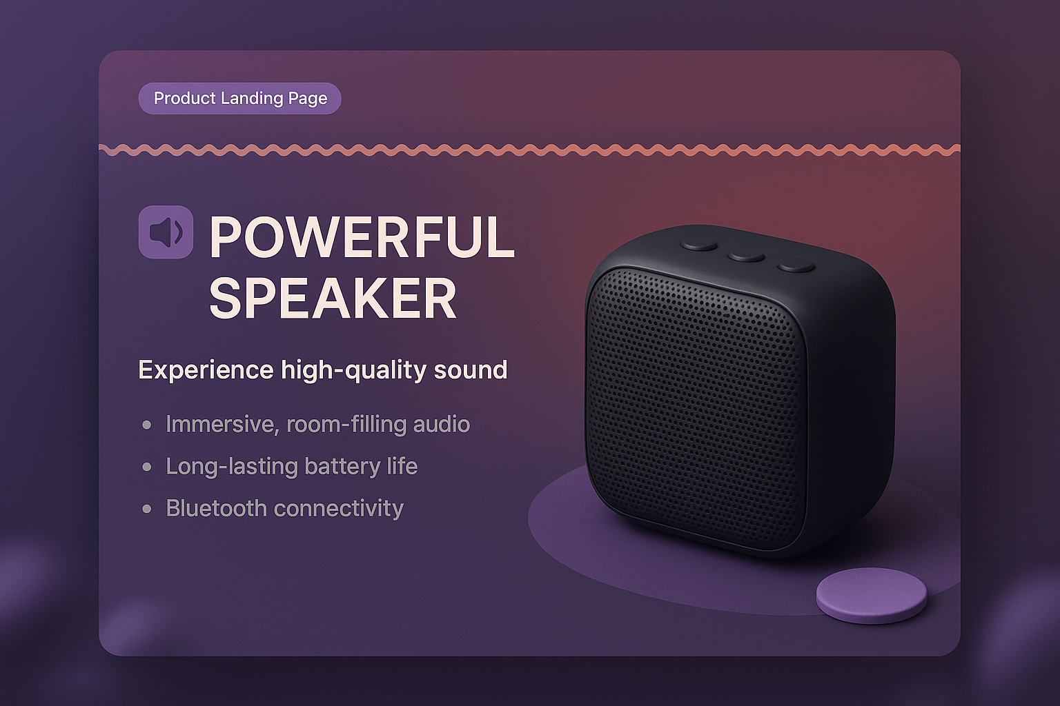 3D Landing Page Design for Powerful Speaker
