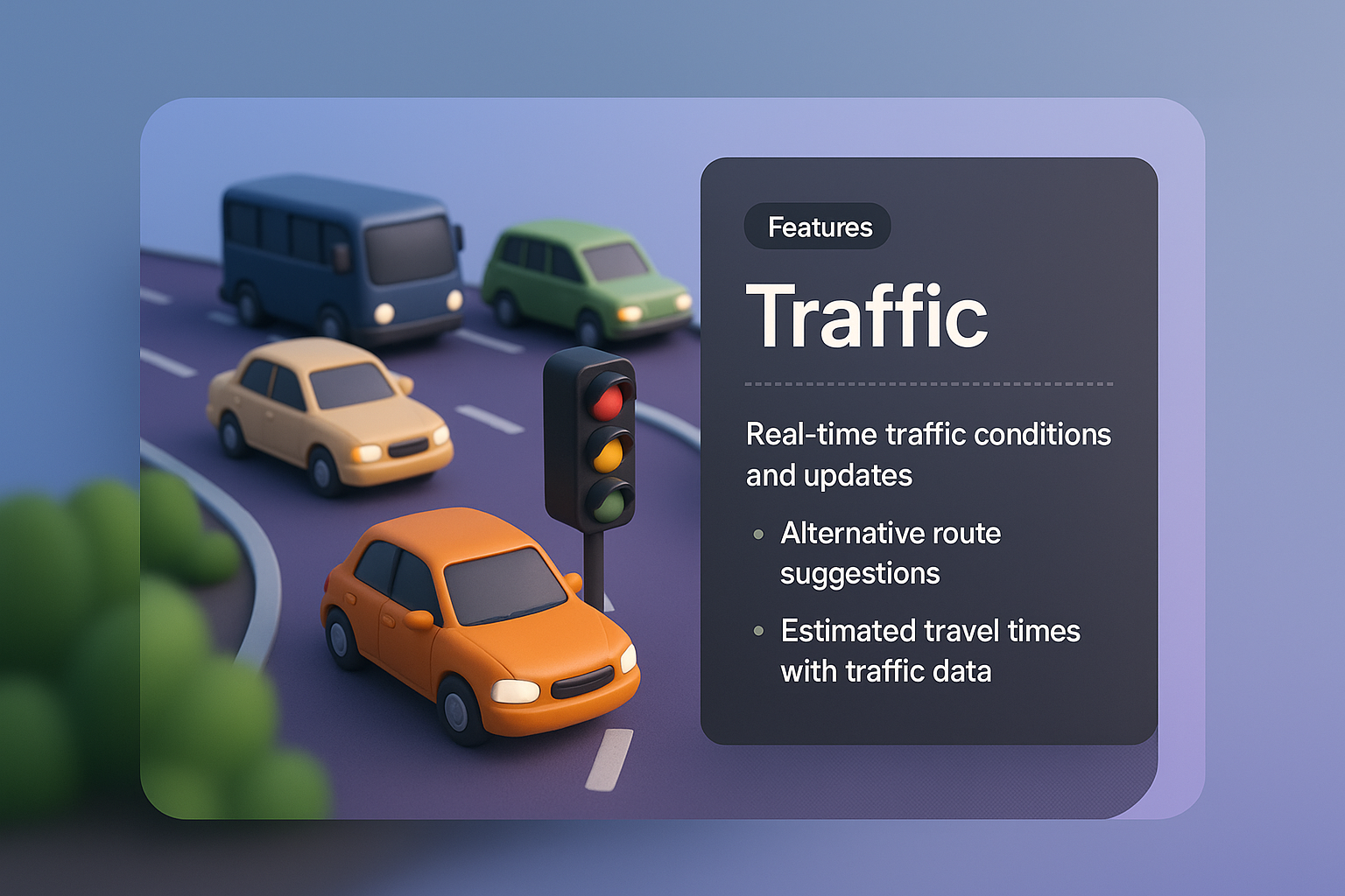 3D Illustration of Traffic Features for Web Design