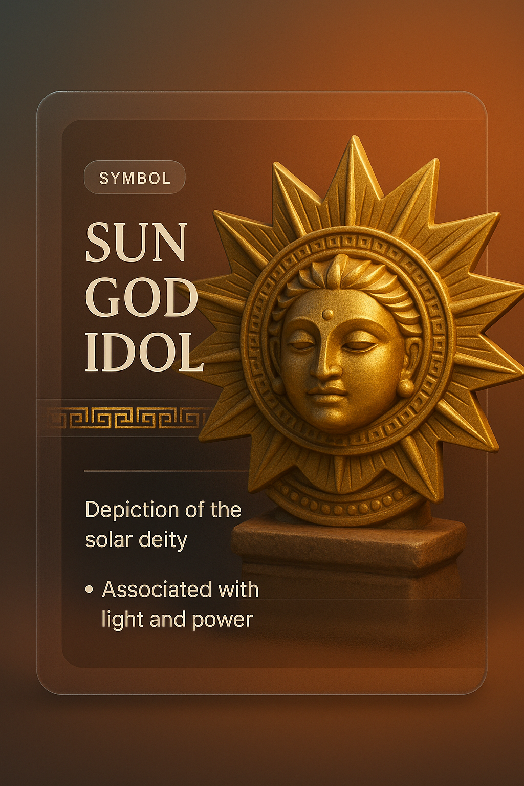 3D Illustration of Sun God Idol with Modern Design Elements