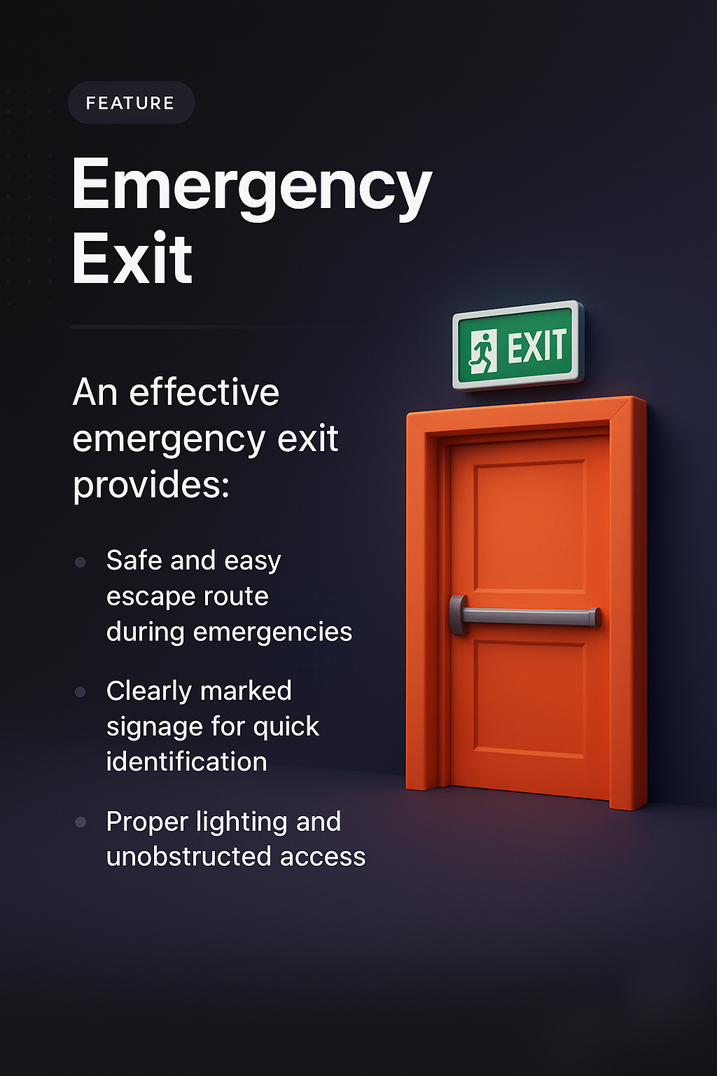 3D Illustration of Emergency Exit Design Features