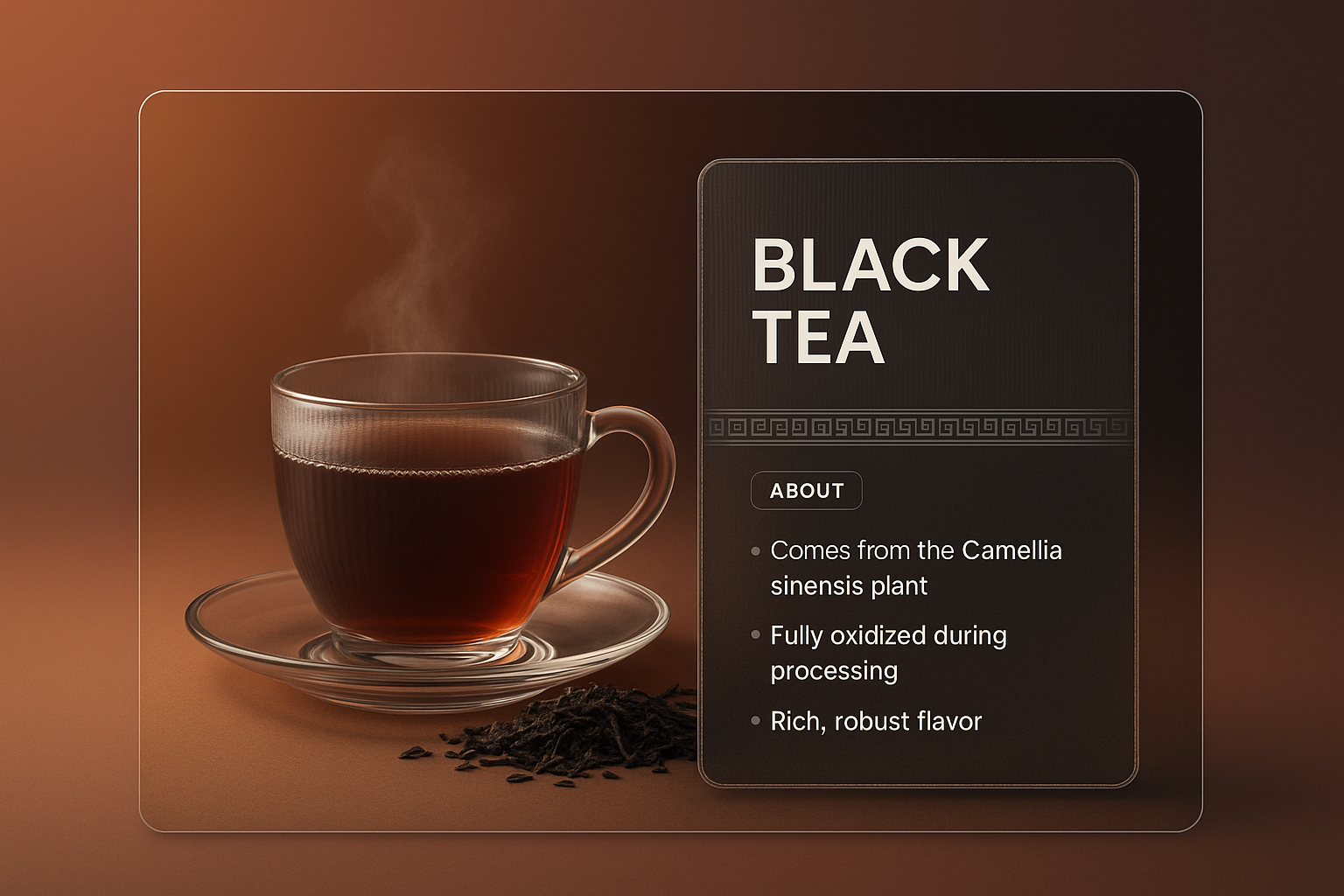 Elegant Black Tea Presentation with 3D Design