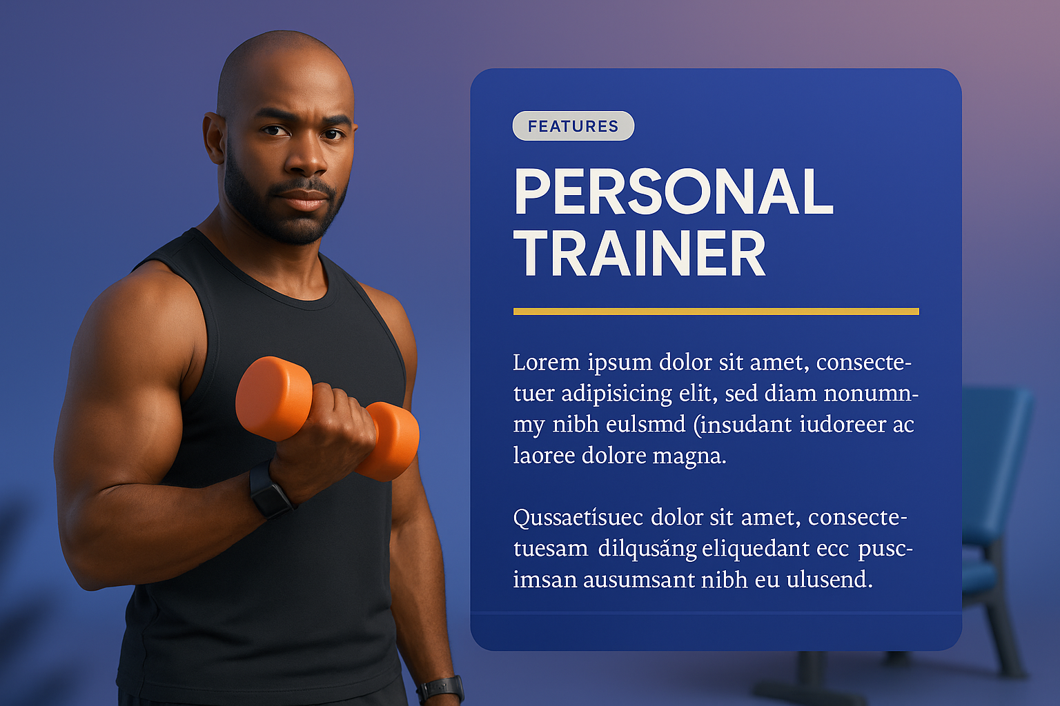 Personal Trainer Features Web Page Design Concept