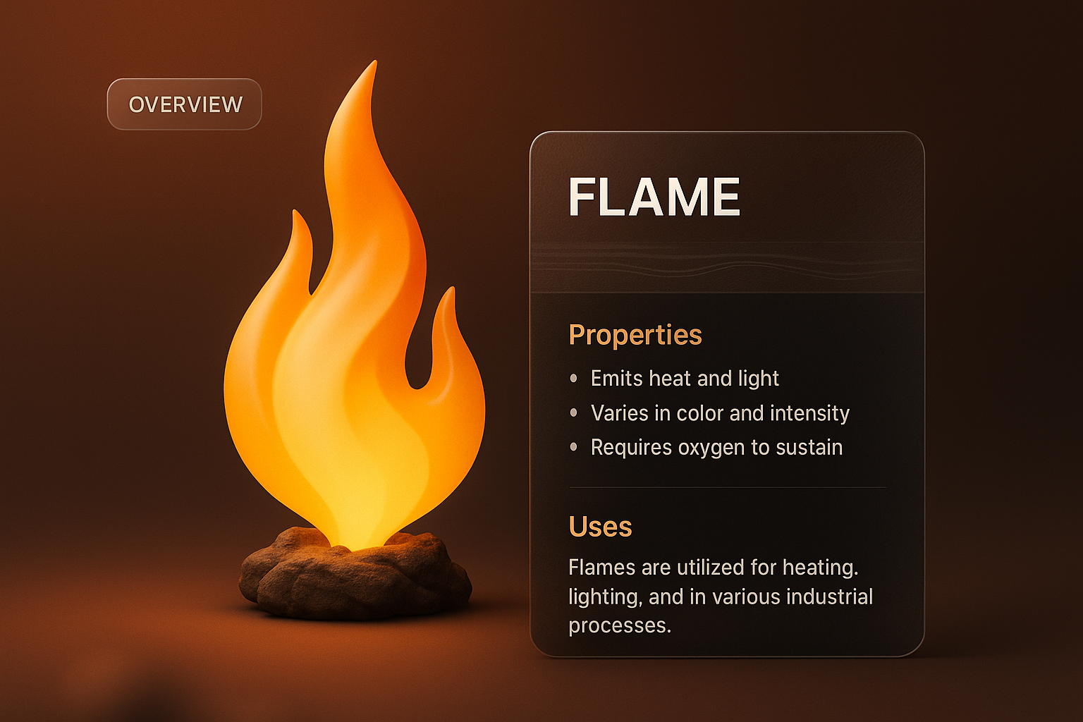 3D Flame Illustration with Web Design Elements