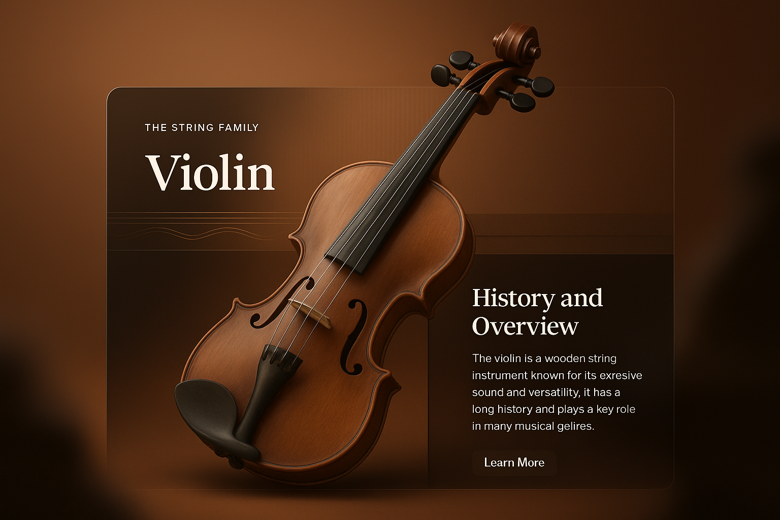 Elegant 3D Violin Design with Transparent Elements