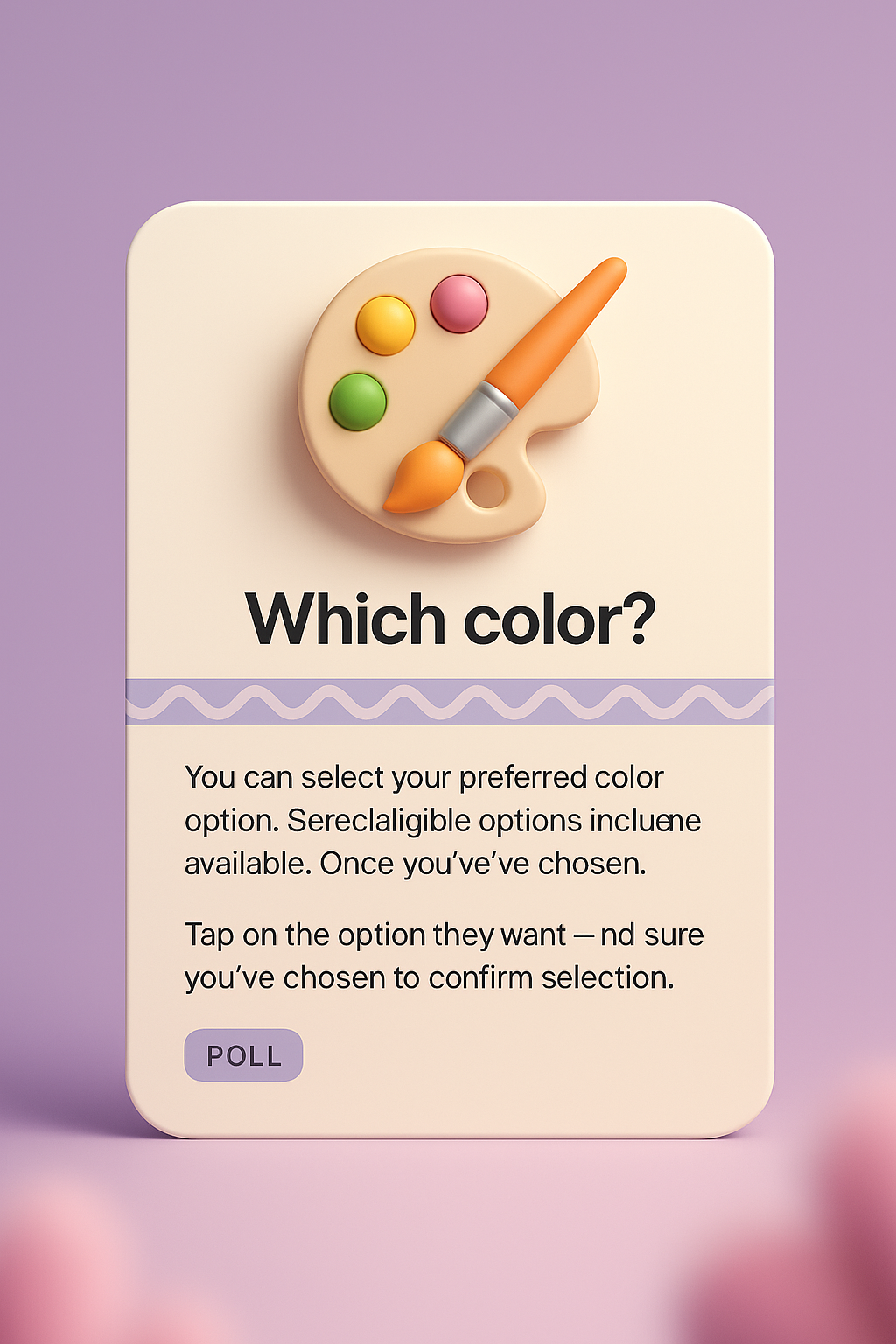 3D Color Selection Poll Illustration for Web Design