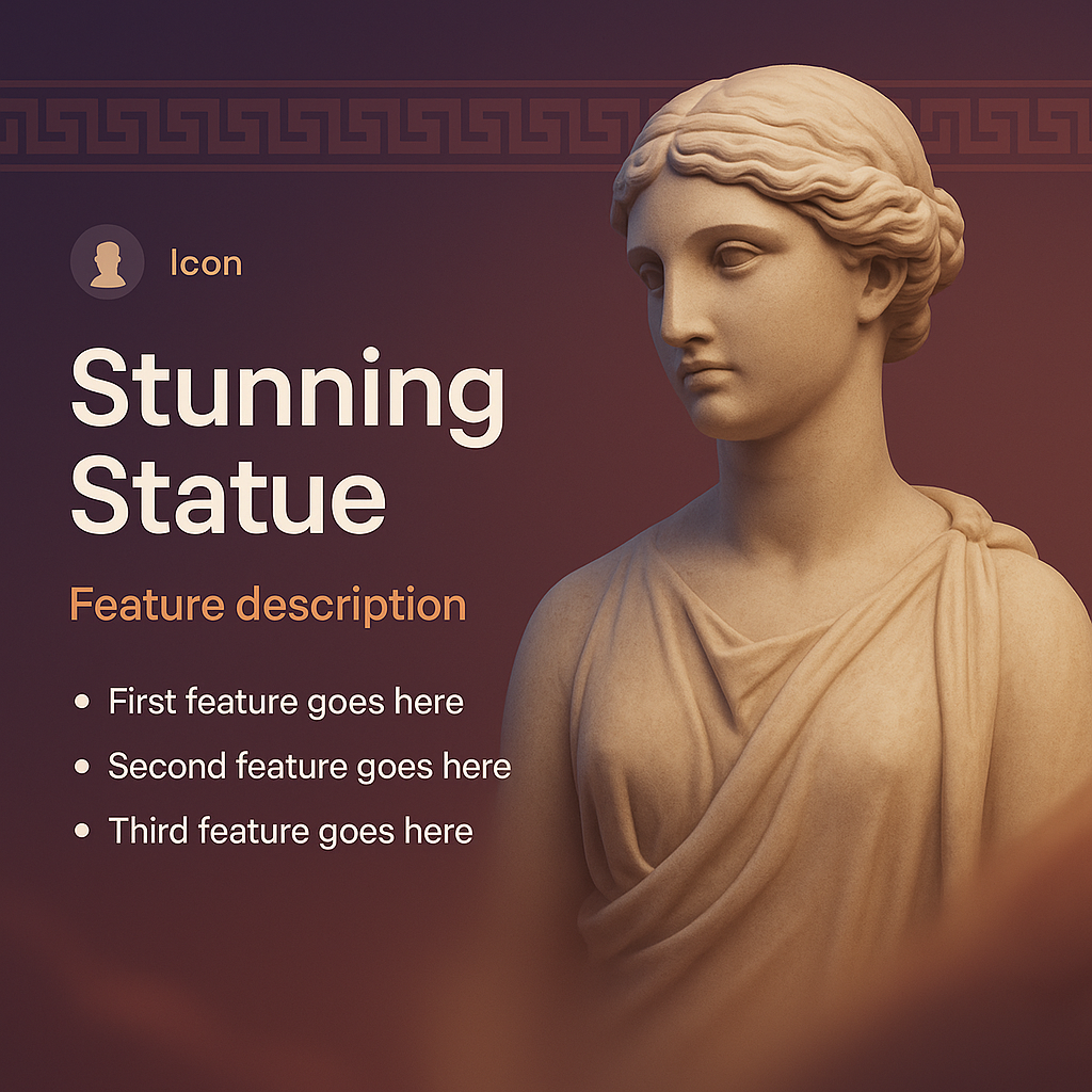 3D Illustration of a Stunning Statue with Feature Highlights