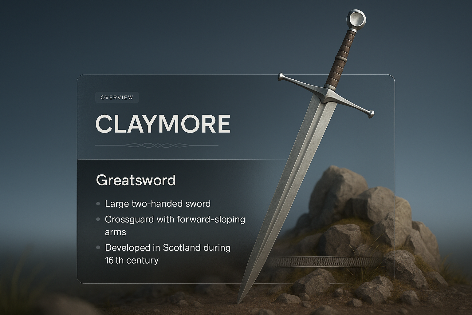 3D Claymore Sword Integration with Graphic Design Elements