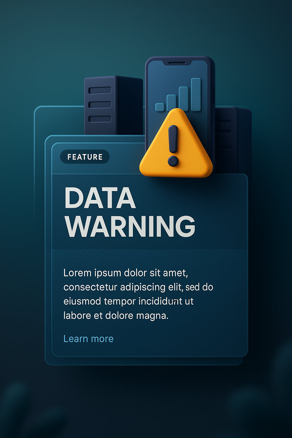 3D Website Design Featuring Data Warning Alert