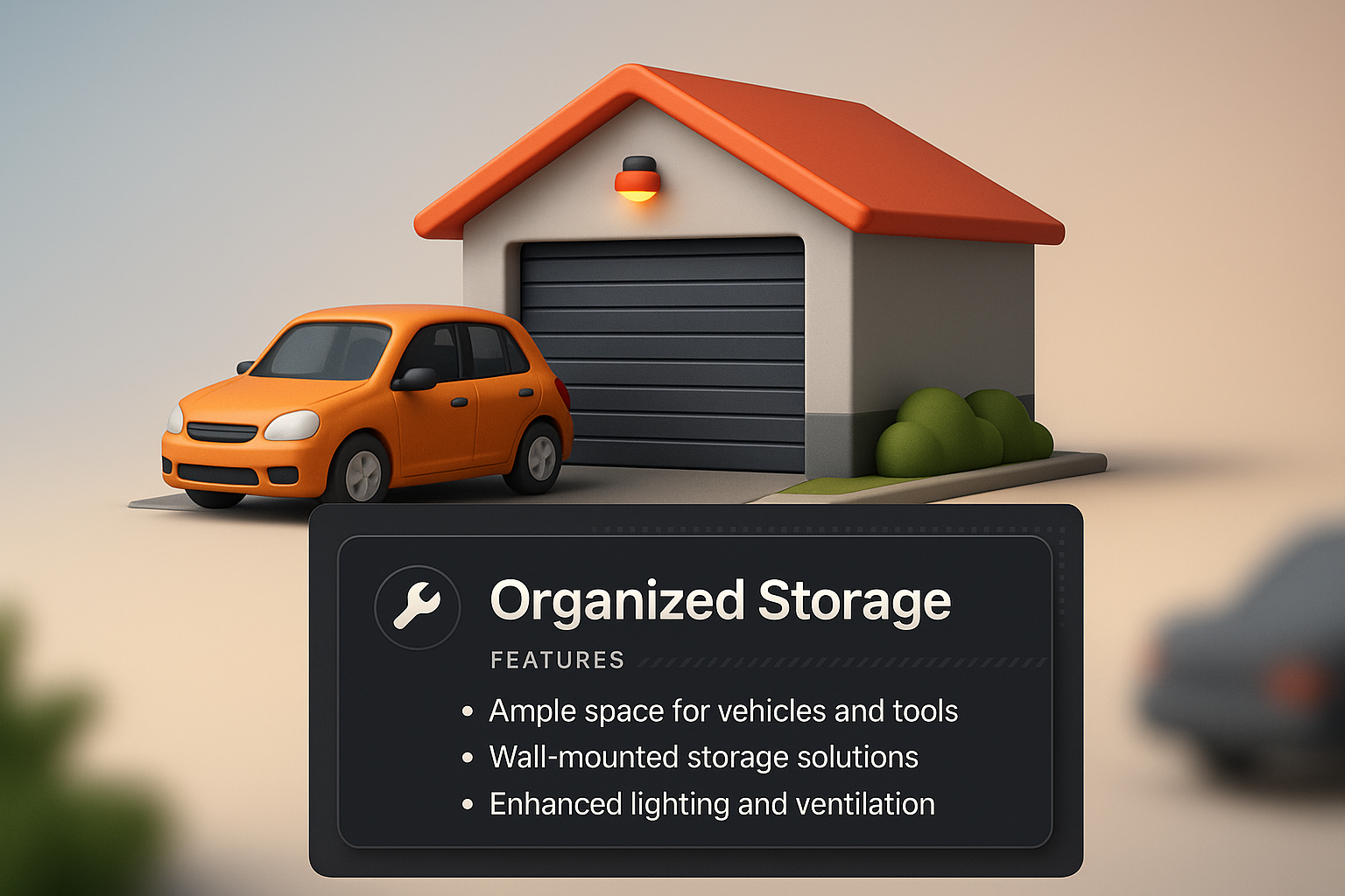 3D Garage Illustration with Organized Storage Features