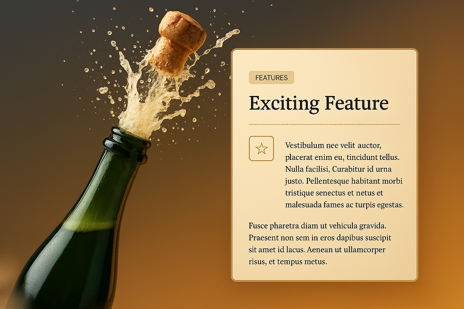3D Champagne Bottle Popping with Features Display