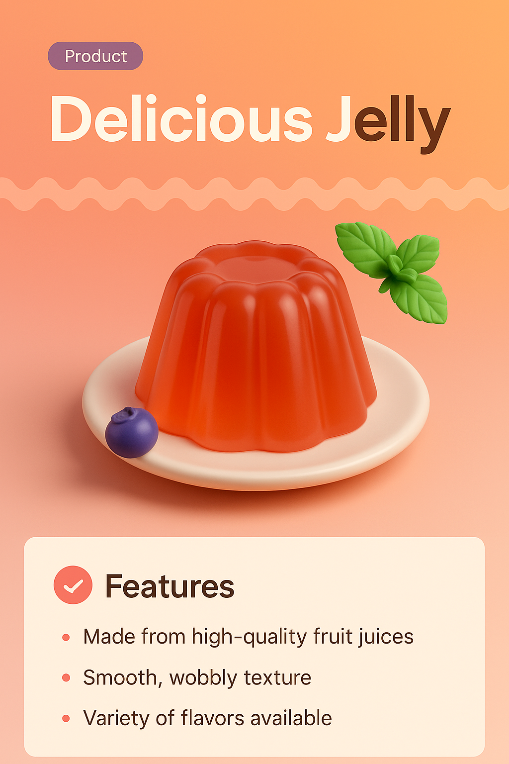Landing Page Design Featuring Delicious Jelly with 3D Illustration
