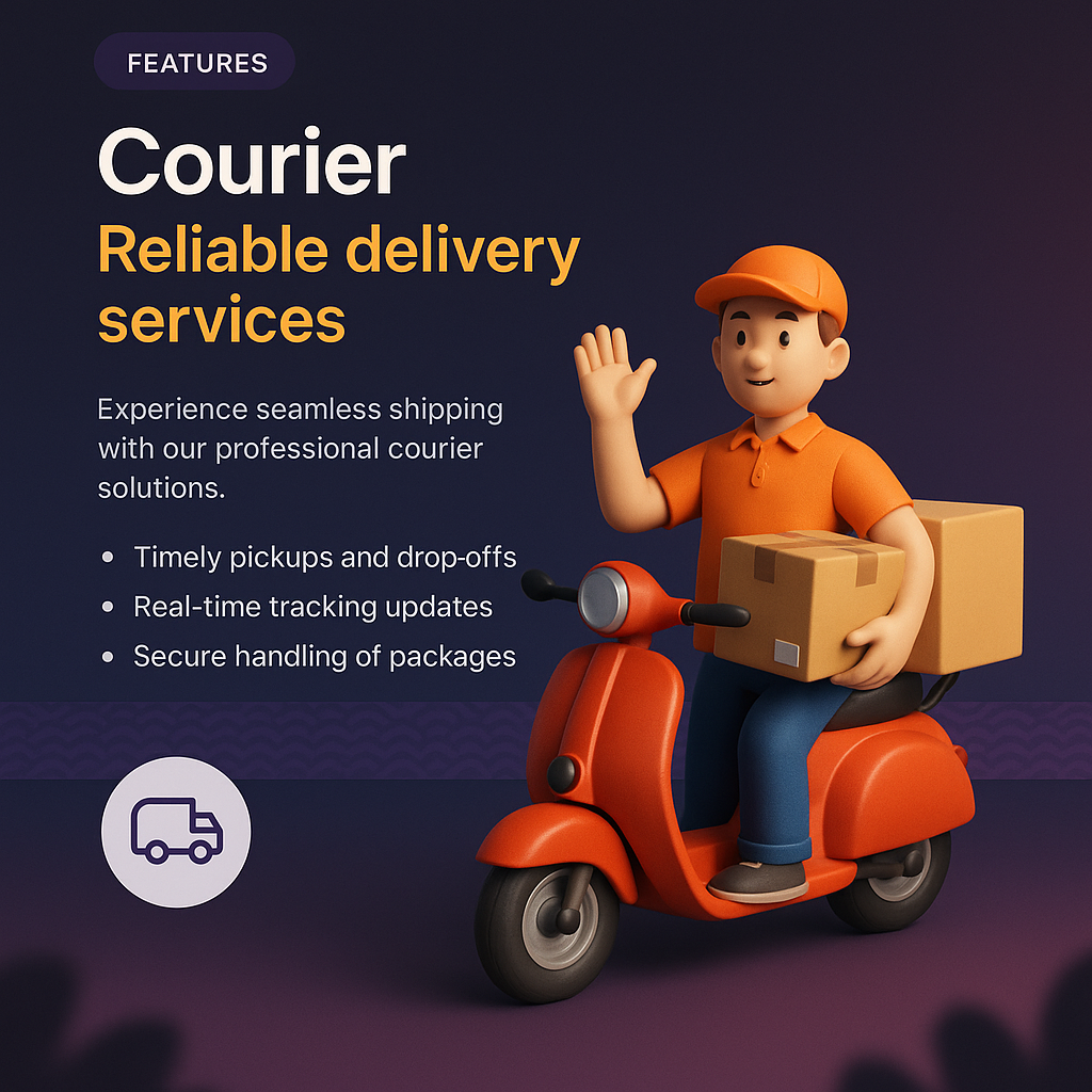 3D Courier Landing Page Design Featuring Delivery Services