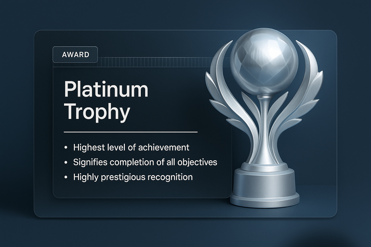 Stunning 3D Platinum Trophy Display with Award Details