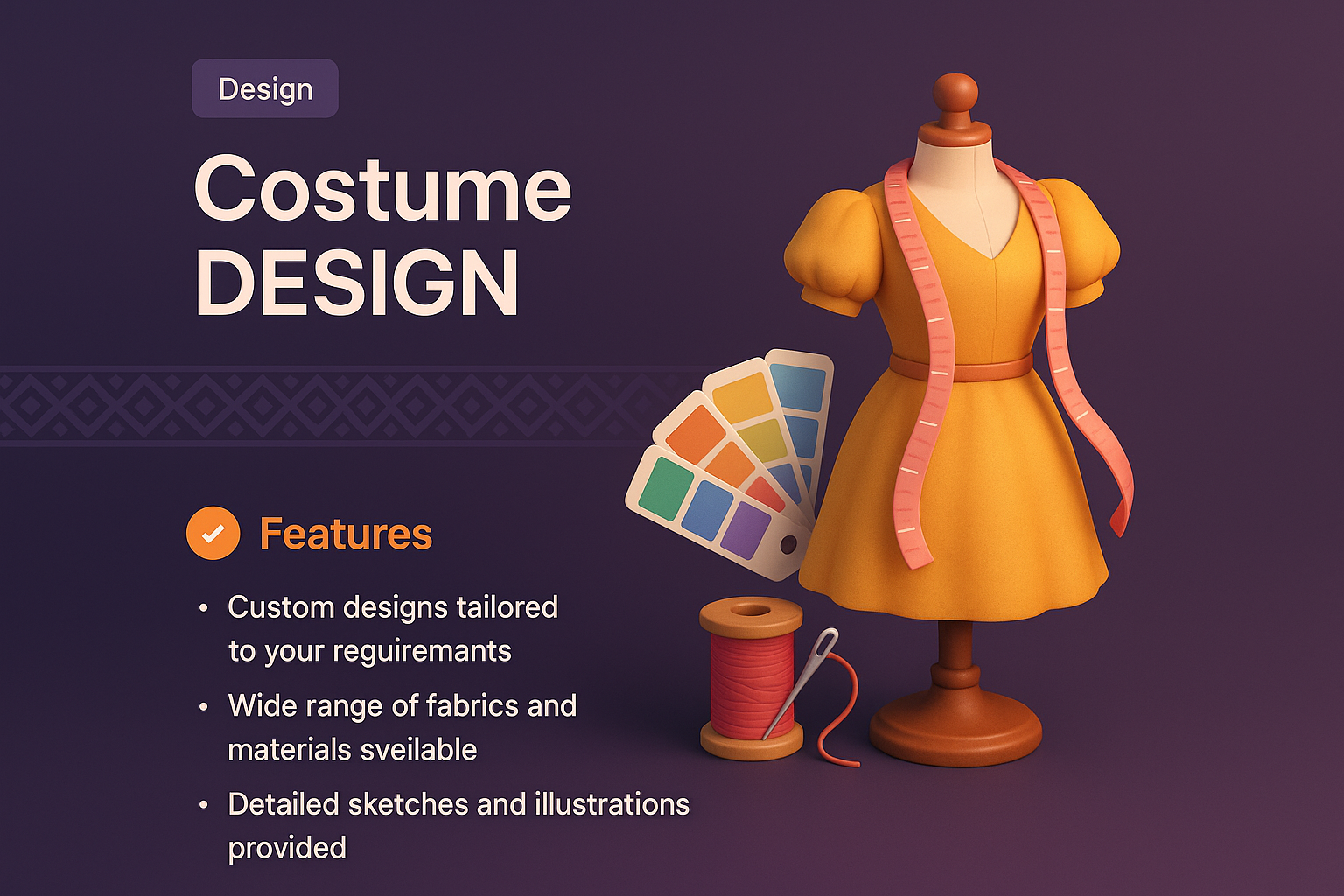 3D Costume Design Illustration with Features