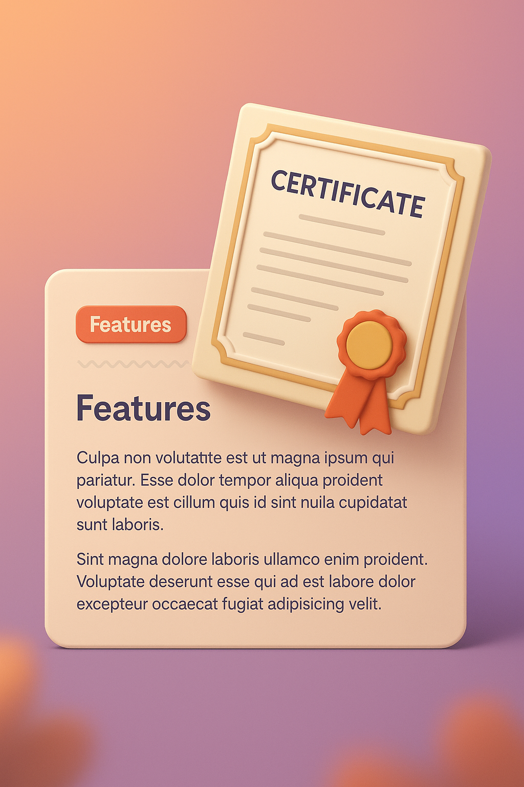 3D Certificate Design Featuring Modern Features Layout
