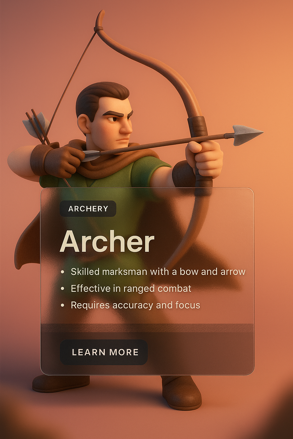 3D Archer Illustration with Informative Overlay