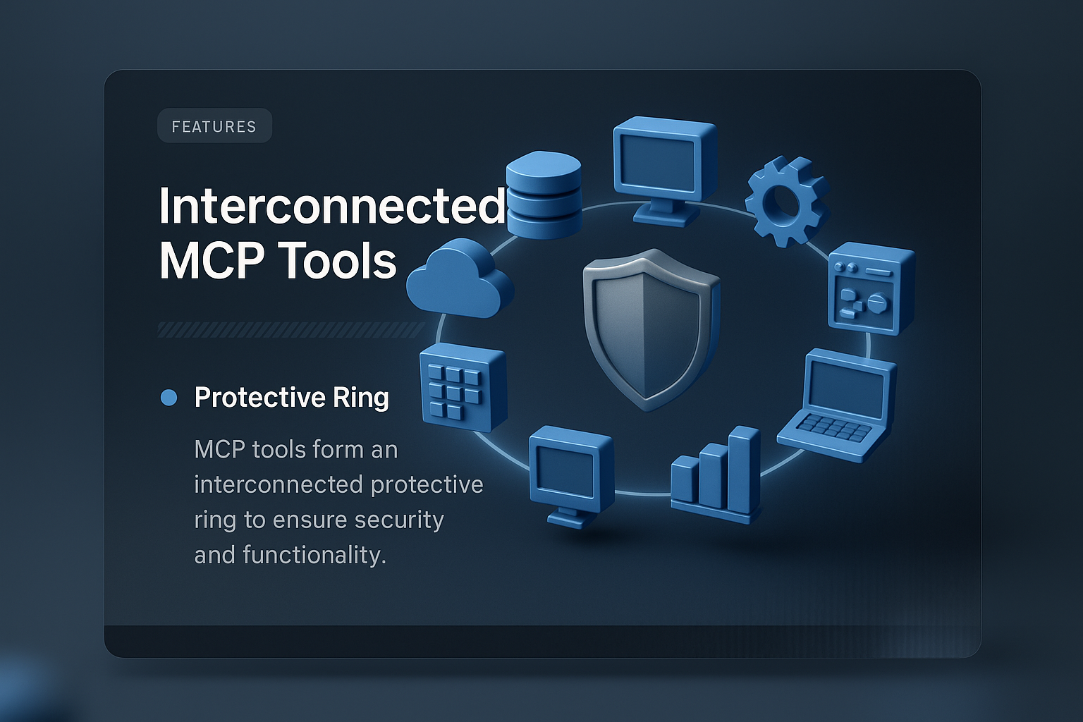 3D Illustration of Interconnected MCP Tools Creating a Protective Ring