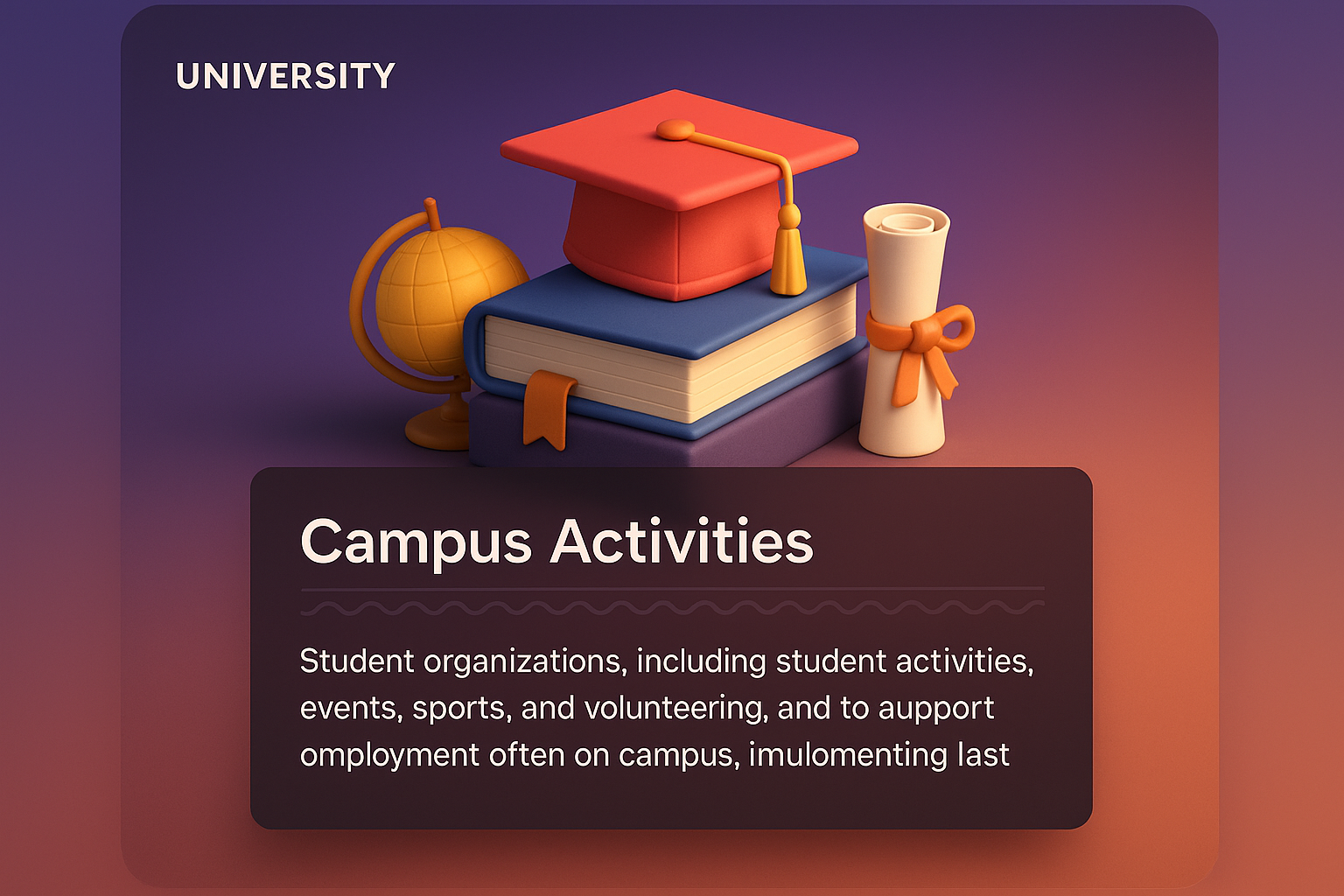 3D University Web Design Featuring Campus Activities
