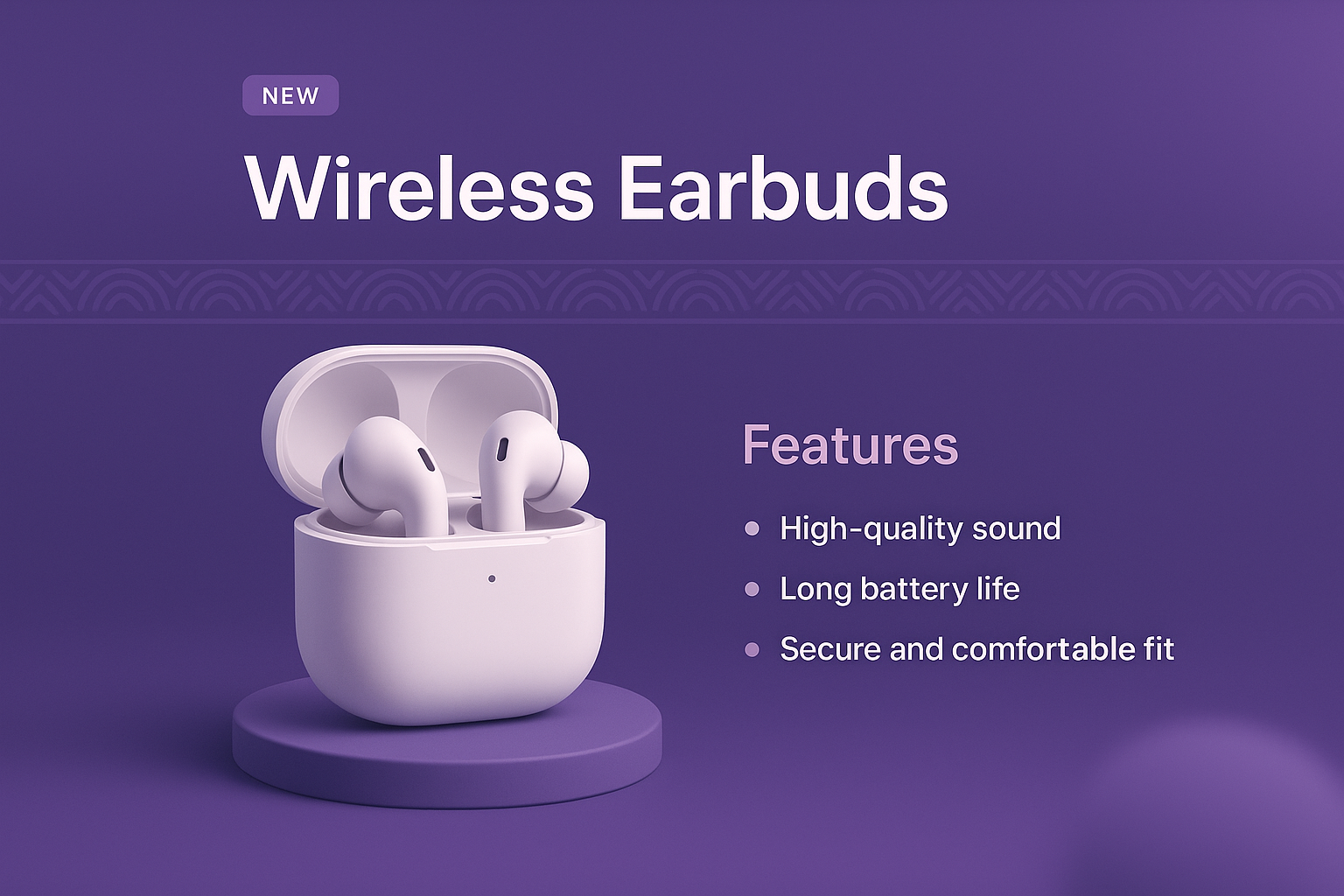 Stylish 3D Wireless Earbuds with High-Quality Sound