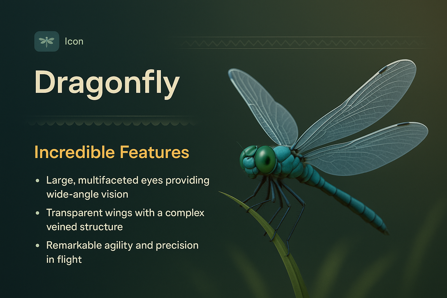 Stunning 3D Dragonfly Illustration with Feature Highlights