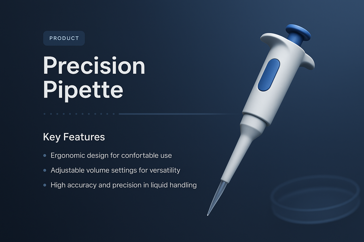 Landing Page Design for Precision Pipette with 3D Illustration