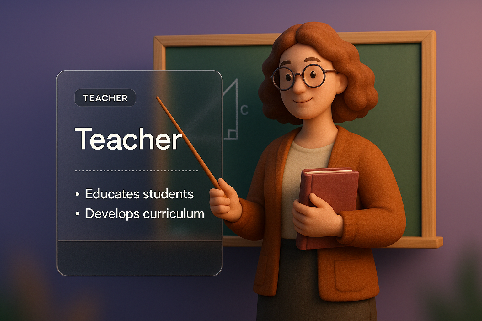 3D Illustration of a Teacher Engaging Students with Curriculum