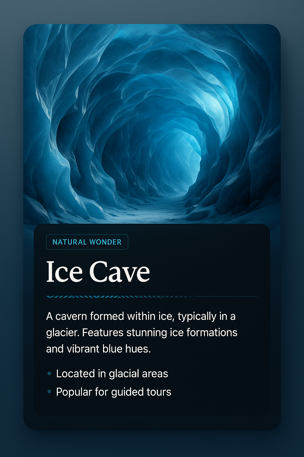 Stunning 3D Illustration of an Ice Cave with Informative Design