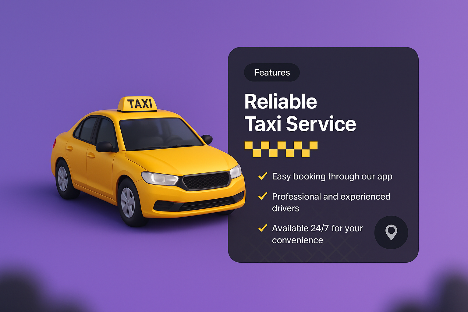 3D Taxi Web Design with Features Overview