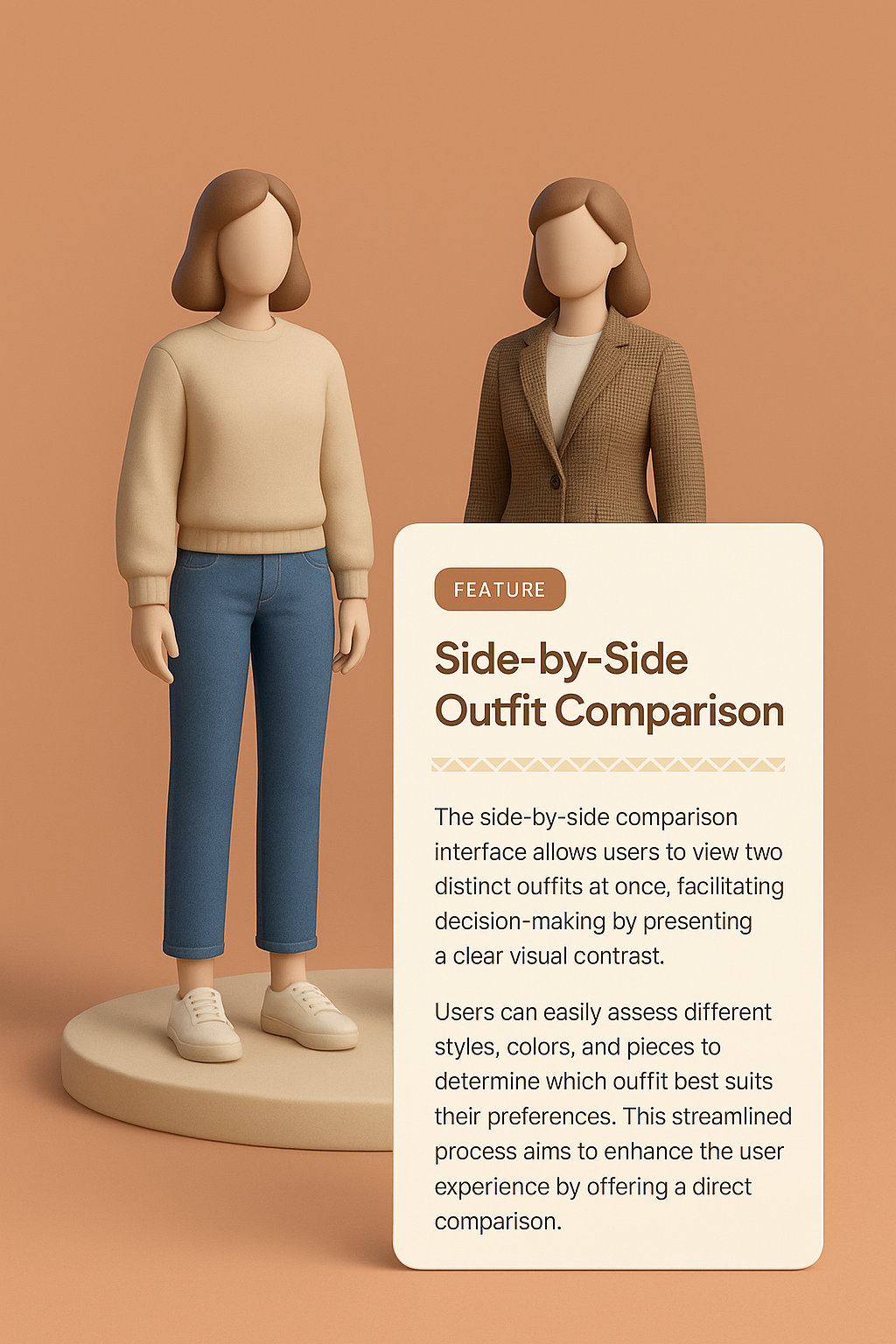 Side-by-Side Outfit Comparison Featuring 3D Illustrations