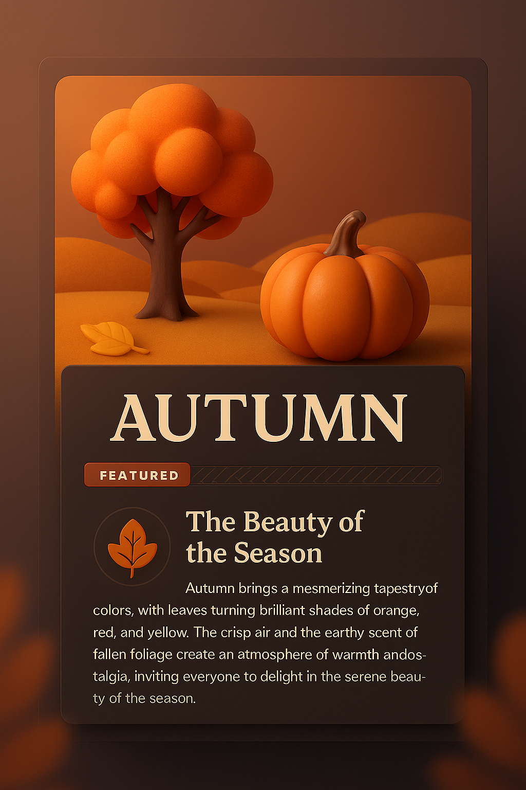 Stunning 3D Autumn Illustration with Themed Design Elements