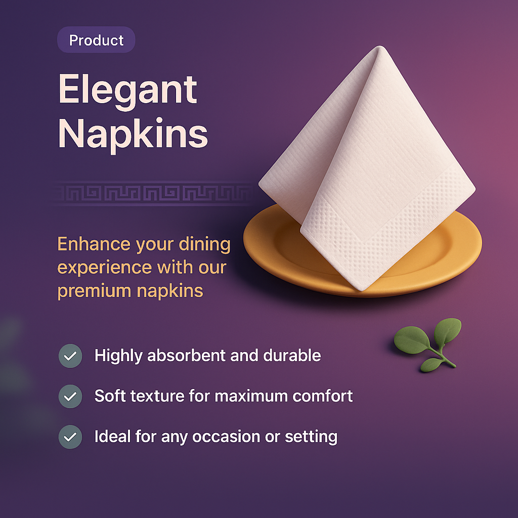 Elegant Napkins Landing Page with 3D Illustration
