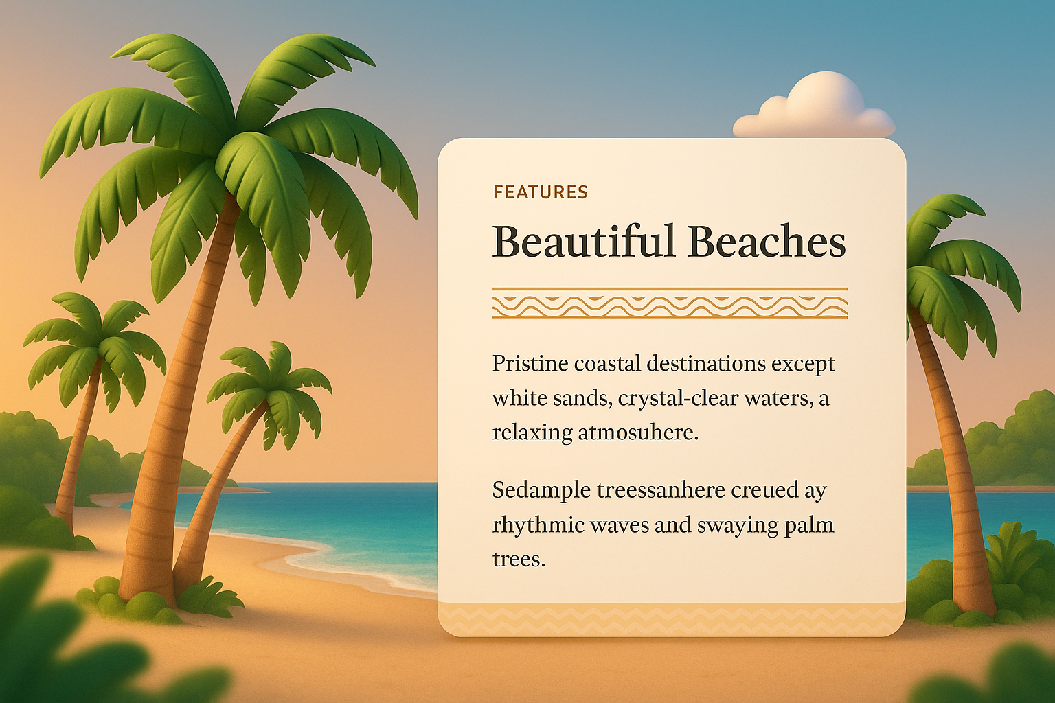 Serene Beach Scene with Lush Palm Trees