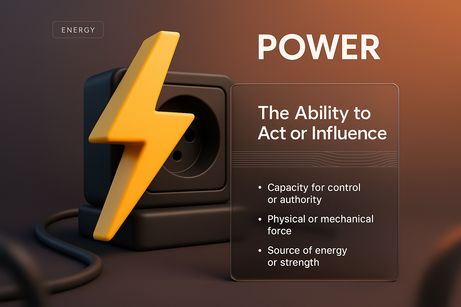 3D Illustration of Power with Lightning Bolt Design