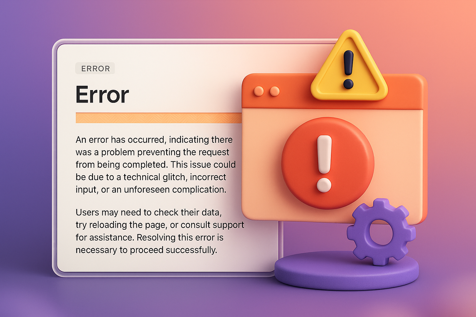 Modern 3D Web Design Error Illustration