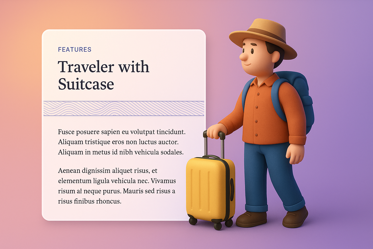 3D Illustration of a Traveler with a Suitcase