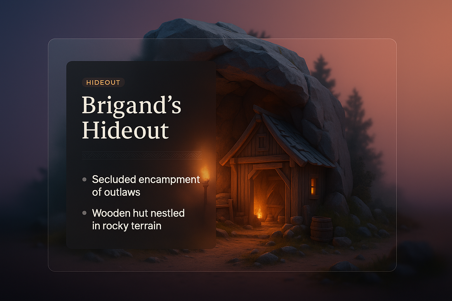 Brigand's Hideout: Secluded Encampment in Rocky Terrain