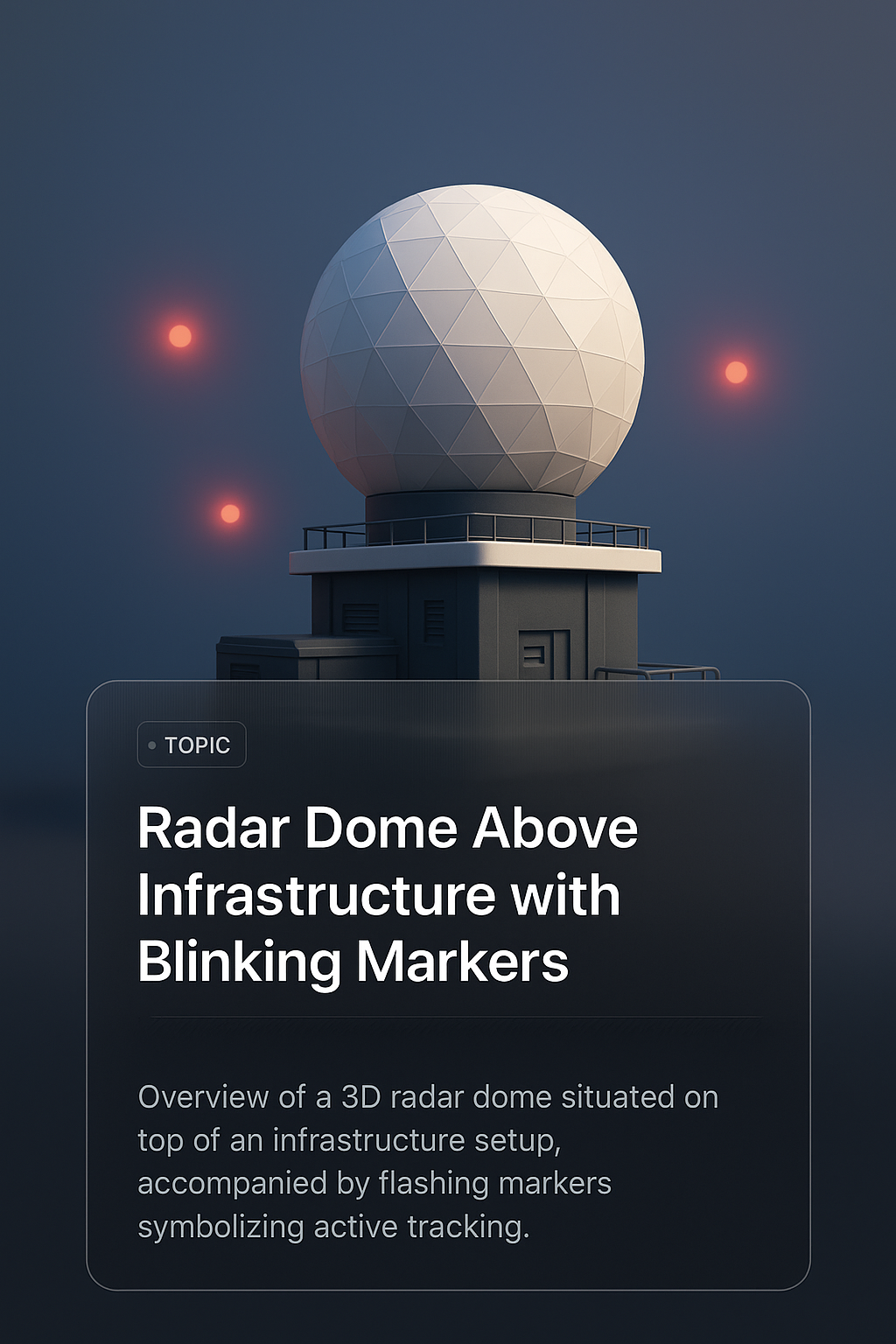 3D Radar Dome with Blinking Markers Over Infrastructure