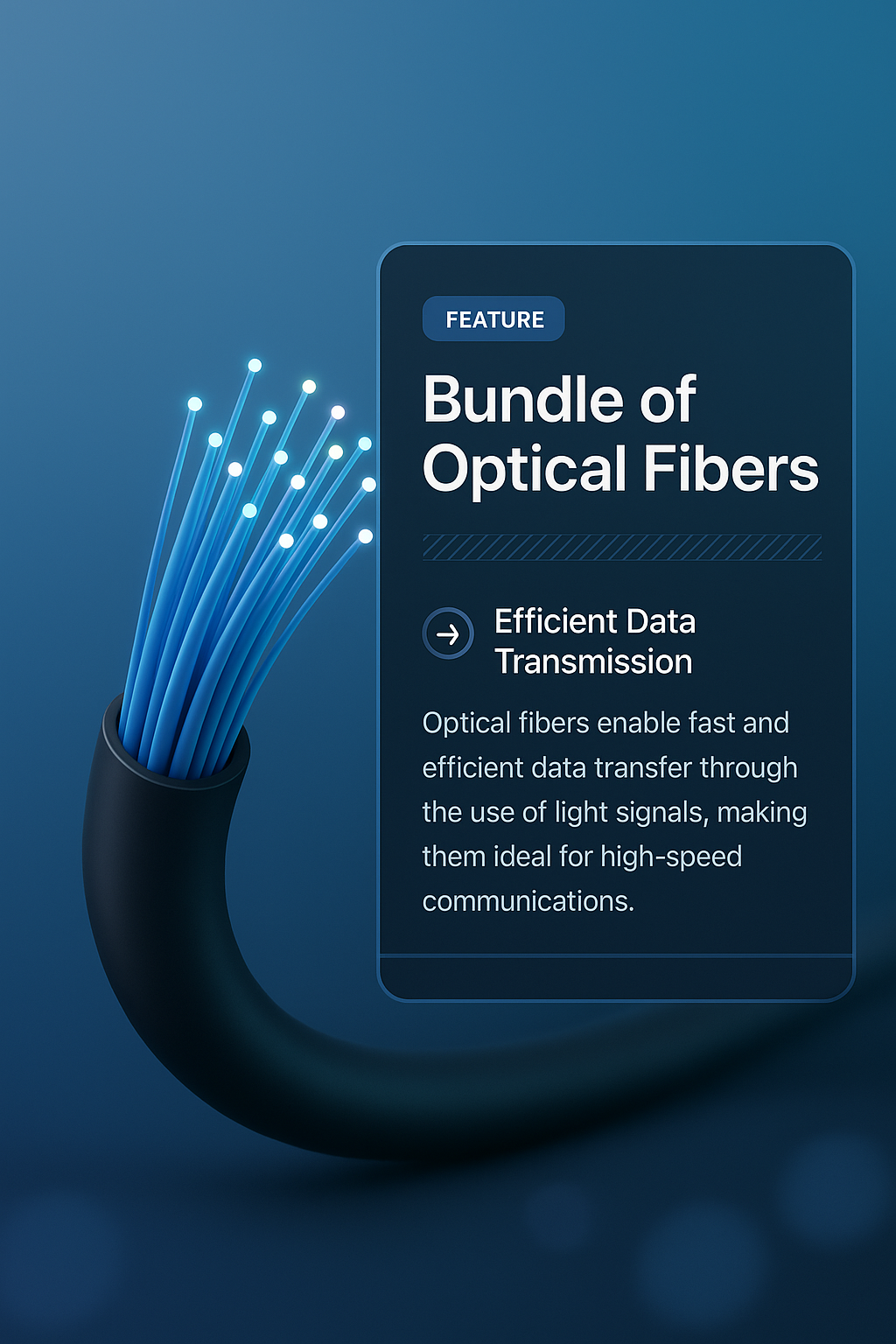 3D Illustration of Optical Fibers with Feature Block