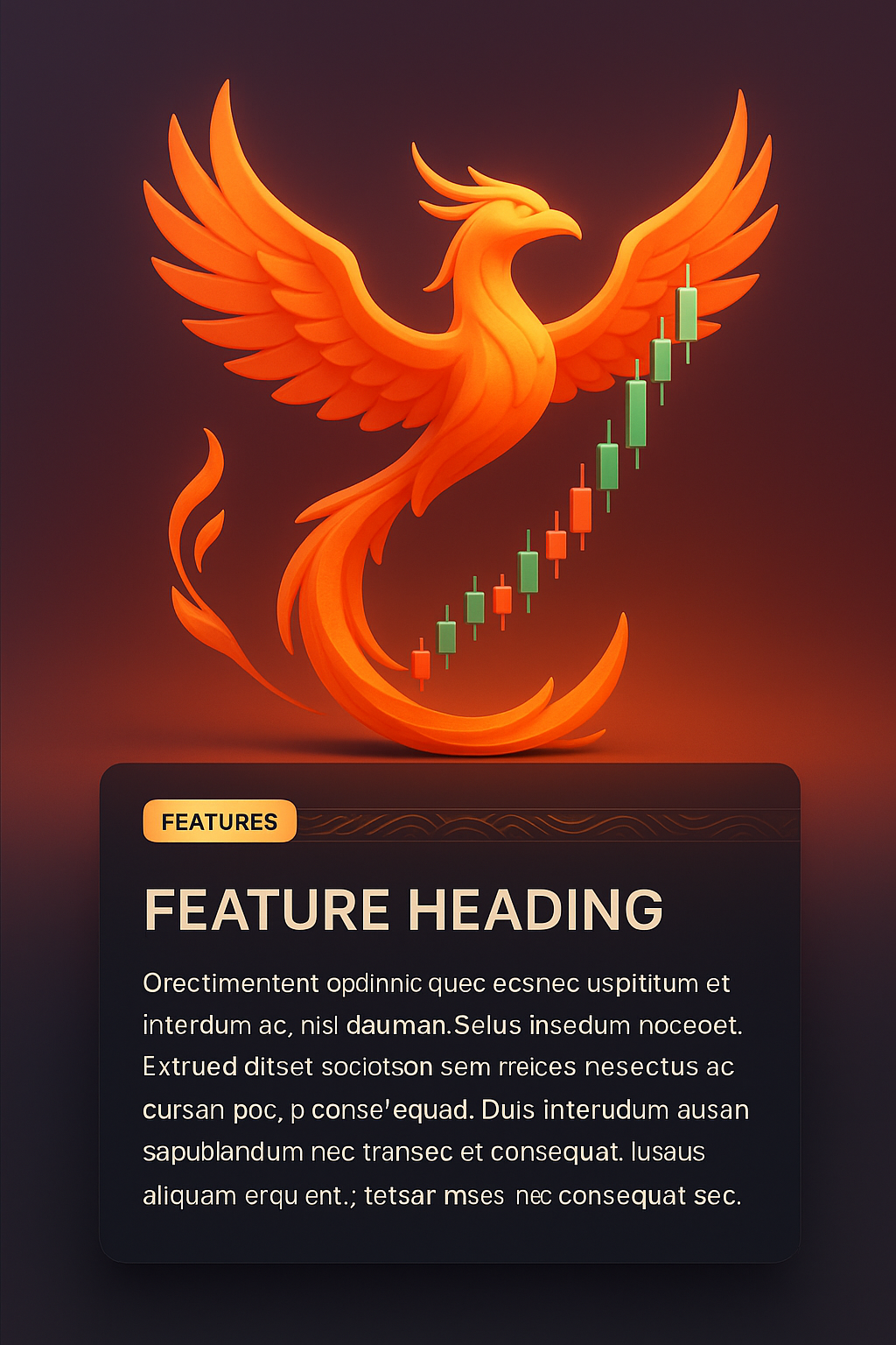 Phoenix Candlestick Chart Rising - 3D Illustration
