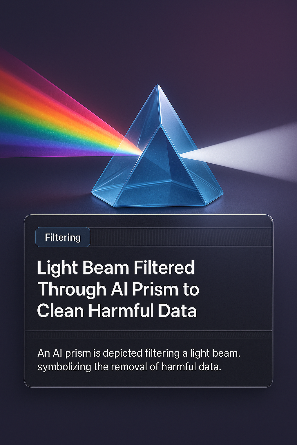 3D Illustration of AI Prism Filtering Light Beam