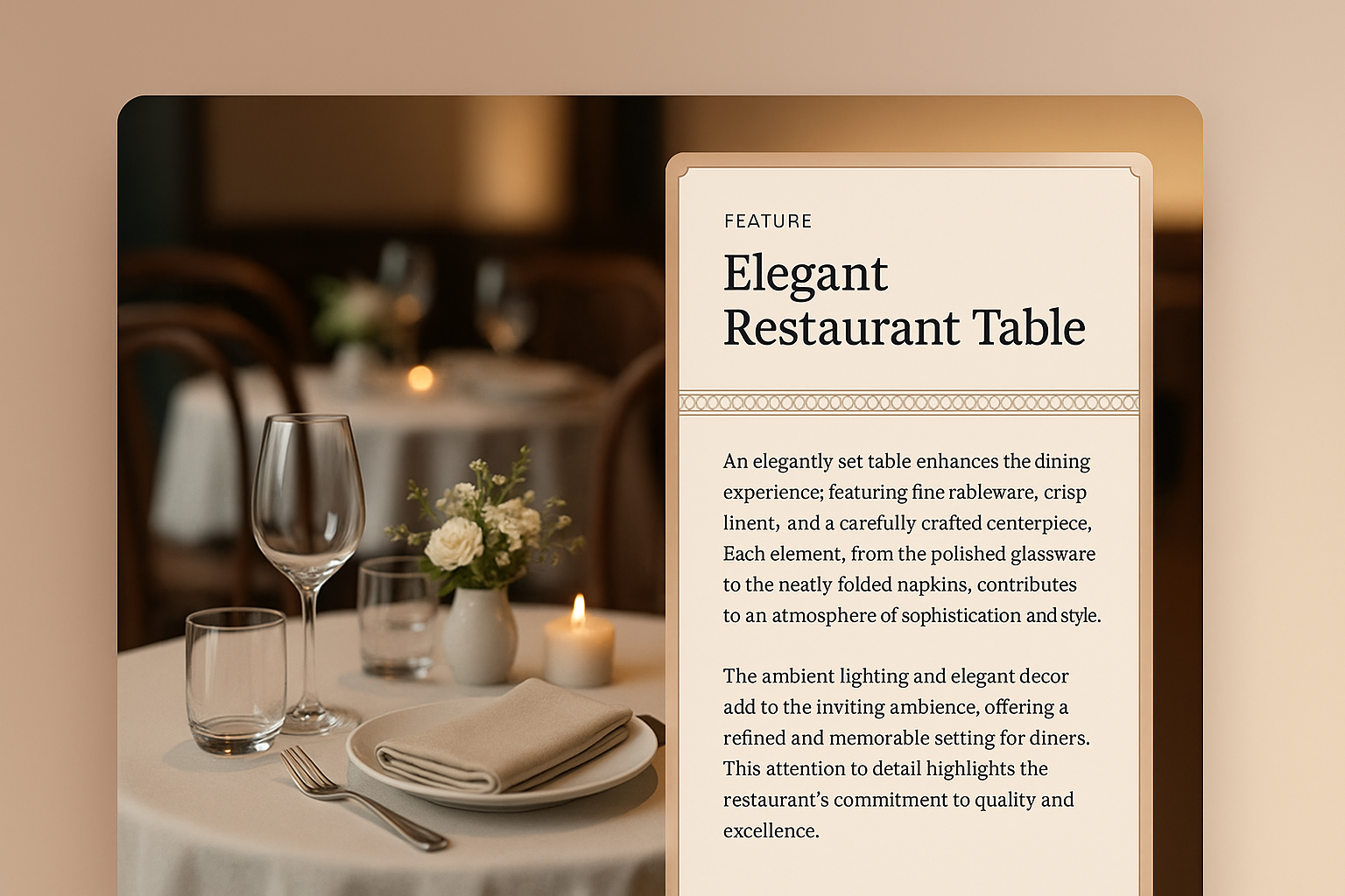 Elegant Restaurant Table Setting with Classy Decor