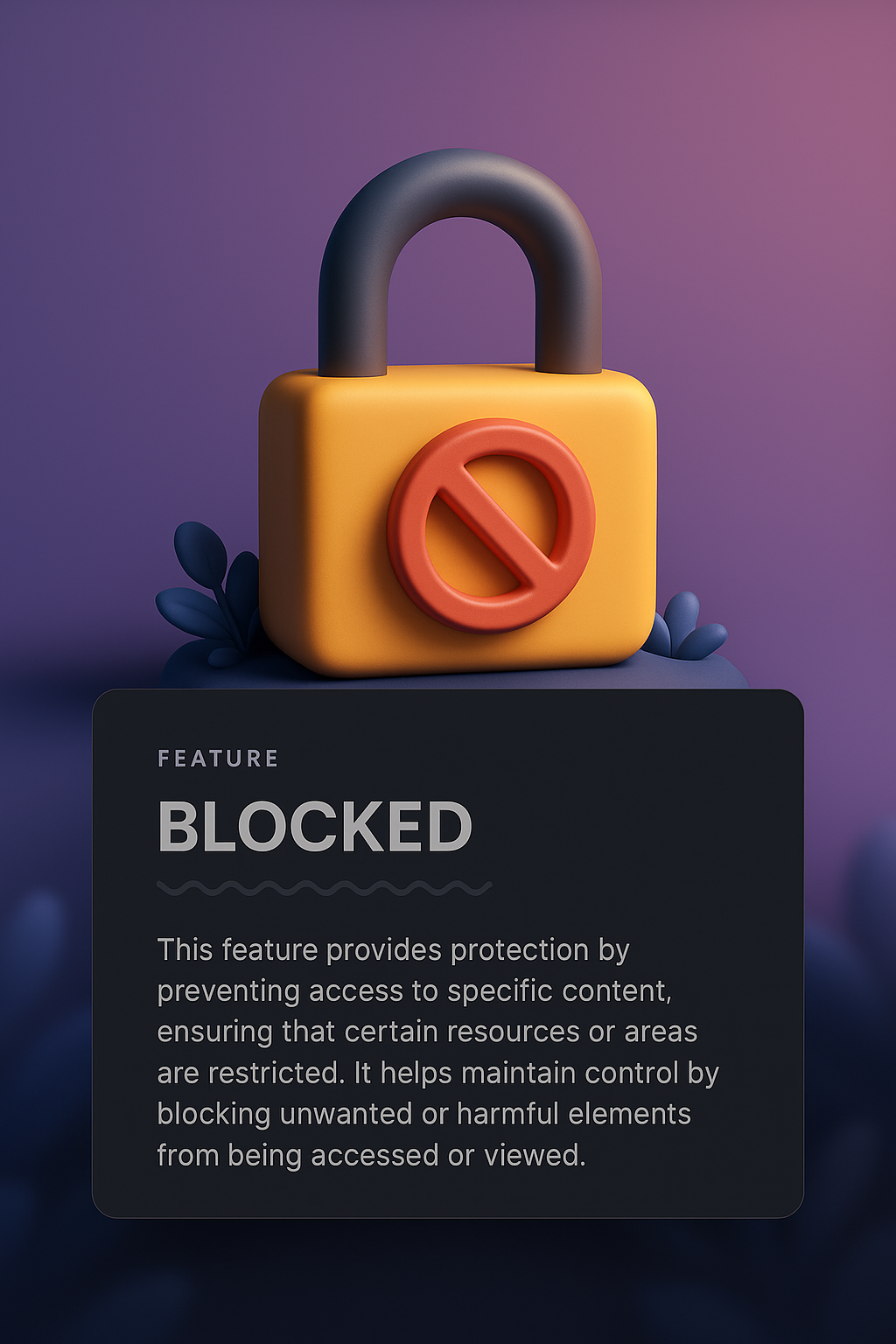 3D Web Design Illustration Featuring Blocked Feature